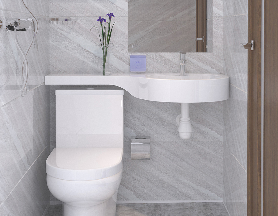 Social Housing Integrated Bathroom with Full Resin Fiber Panel Structure