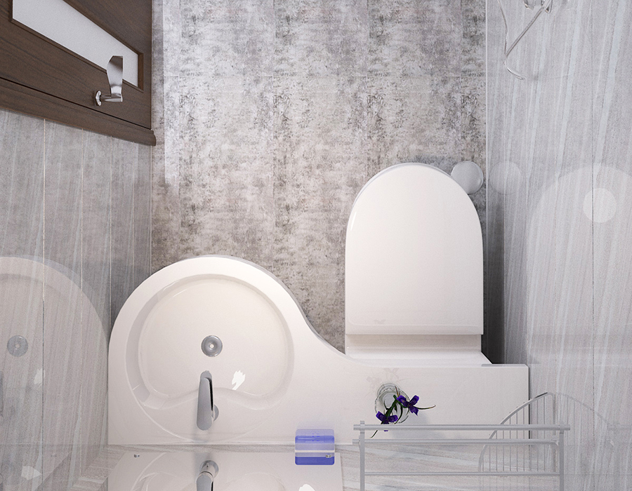 Social Housing Integrated Bathroom with Full Resin Fiber Panel Structure