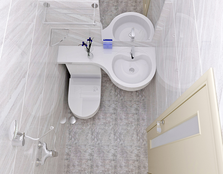 Social Housing Integrated Bathroom with Full Resin Fiber Panel Structure