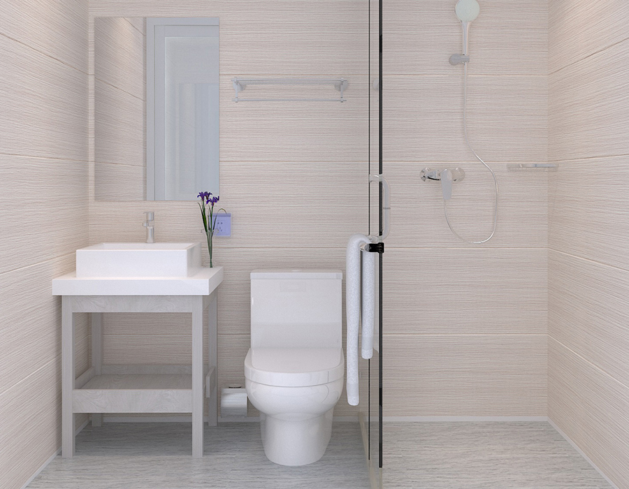 Modular Bathroom with Full Panel Construction for Quick Installation