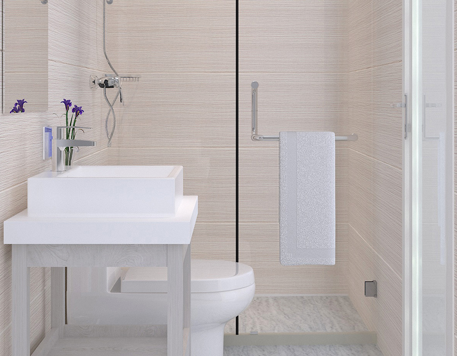 Modular Bathroom with Full Panel Construction for Quick Installation