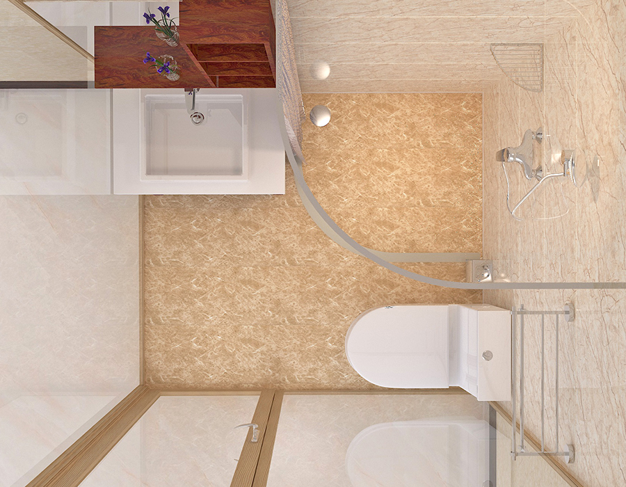 Glass-Exterior Integrated Bathroom with Resin Fiber Interior Panels