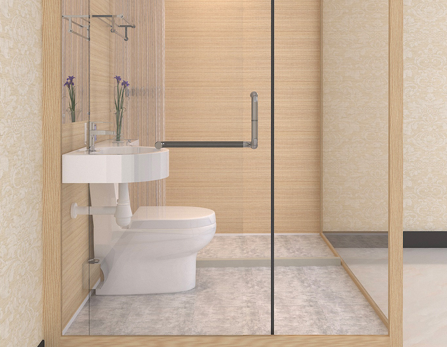 Prefabricated Bathroom with PEC Resin Fiber Inner Wall Panels and Glass Outer Wall