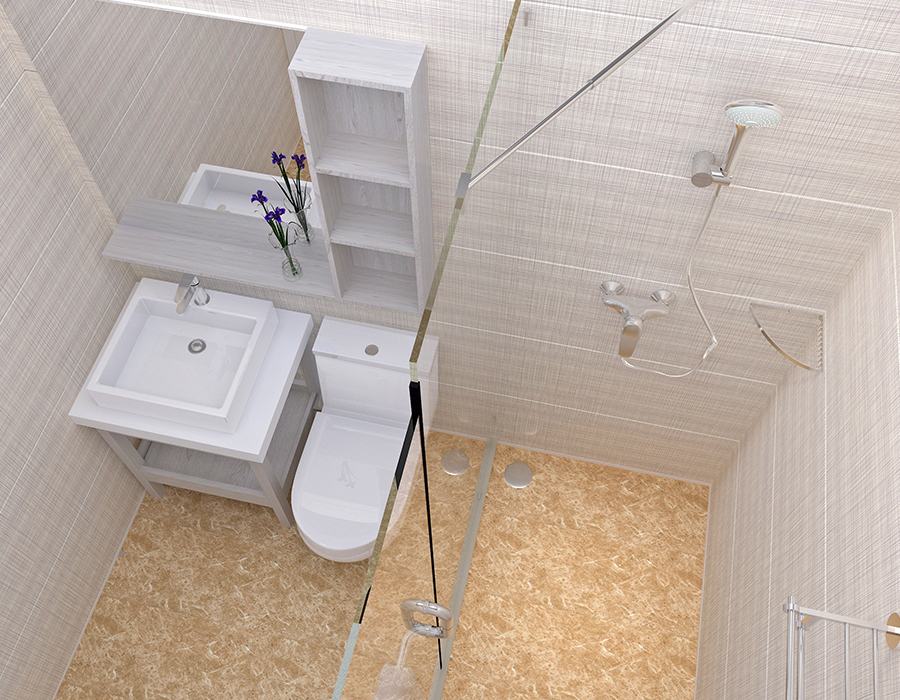 Prefabricated Dormitory Bathroom Unit with Full PEC Resin Fiber Panel System