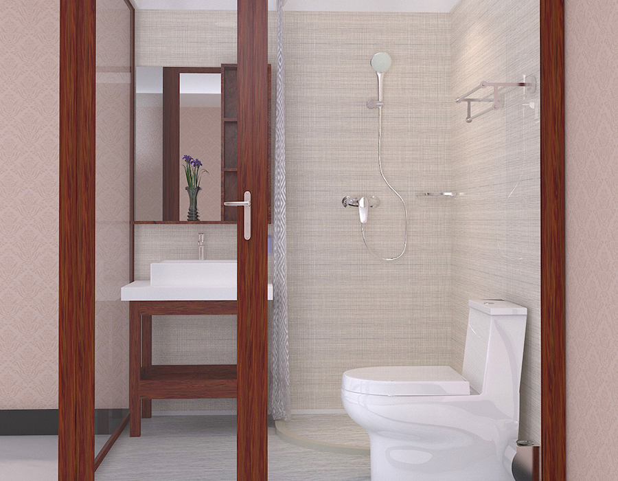 PEC Resin Fiber & RTM Base Apartment Modular Bathroom with Glass Walls