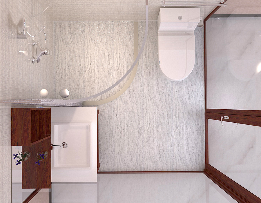 PEC Resin Fiber & RTM Base Apartment Modular Bathroom with Glass Walls