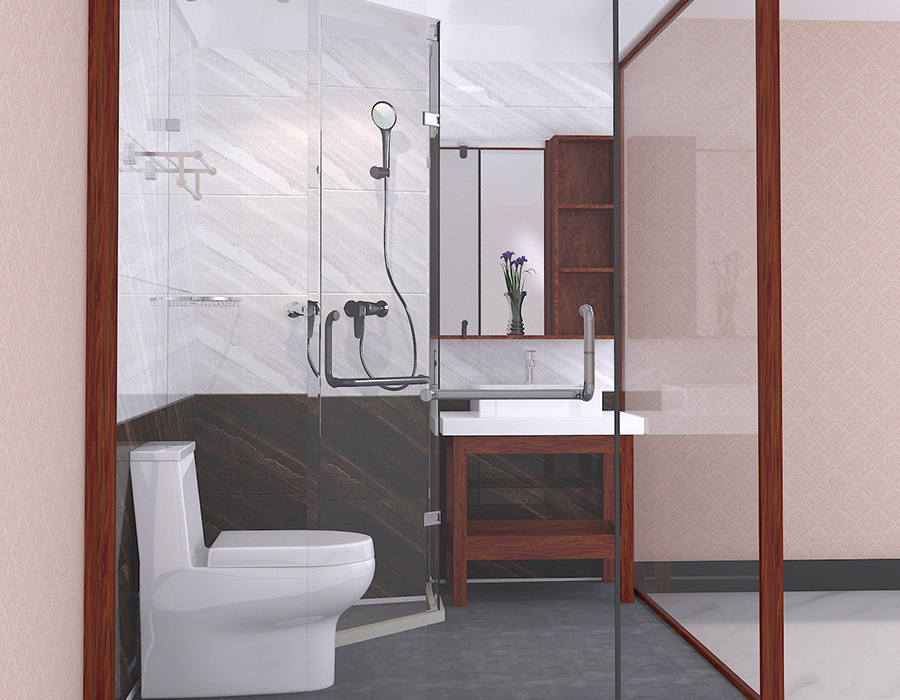 Prefabricated Hotel Bathroom Unit with PEC Resin Fiber Panels and RTM Soft Ceramic Base