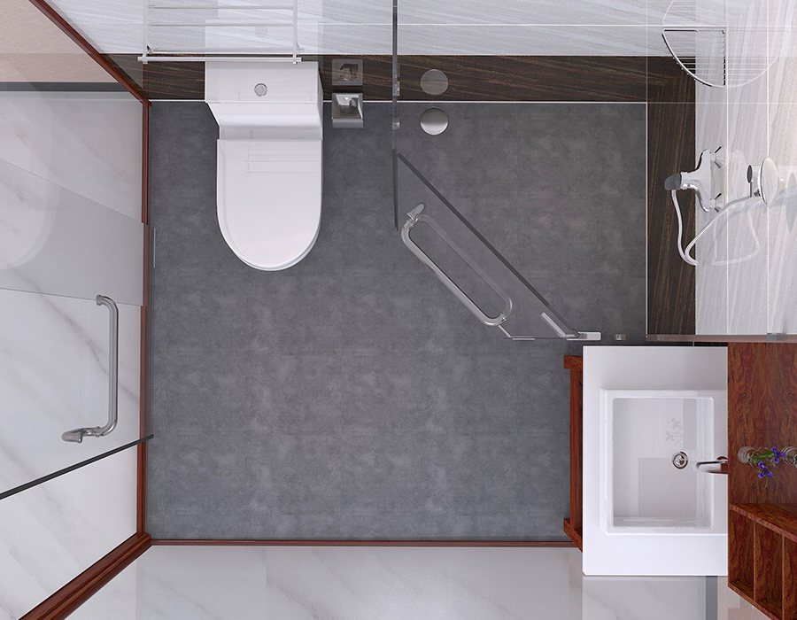 Prefabricated Hotel Bathroom Unit with PEC Resin Fiber Panels and RTM Soft Ceramic Base