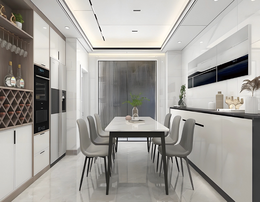 Stone Slab Wall Panel Integrated Kitchen
