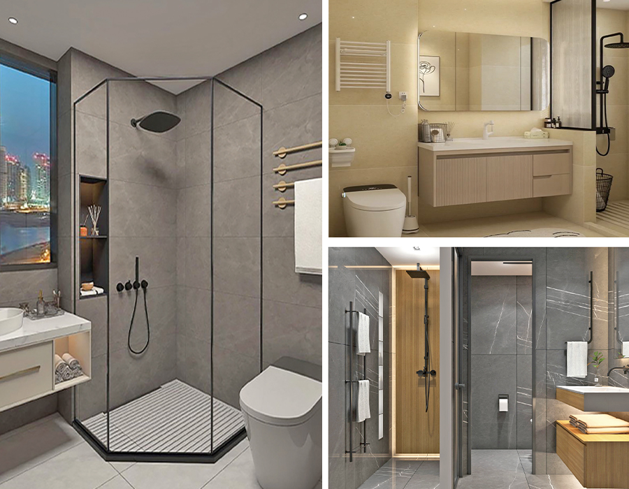 Ceramic Tile Rock Slab Surface Prefabricated Bathroom Pods