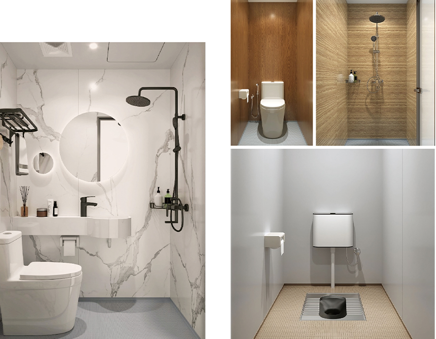 Single Color Multicolor SMC All-in-one Prefab Bathroom